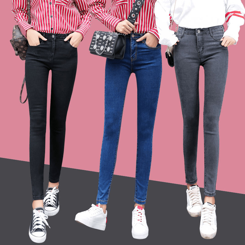 Women's High-Waisted Slim-Fit Black Skinny Jeans, Thin Pencil Pants, Cropped Length, Spring/Autumn/Summer 2026 New Style