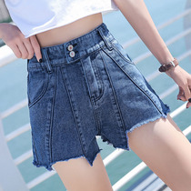 Net red denim shorts women 2021 New High waist Korean version of summer hot pants slim loose a wide leg pants