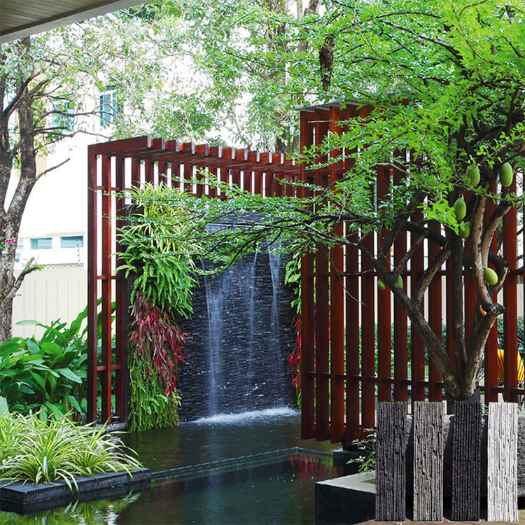 Culture Stone Water Curtain Wall Flowing Water Curtain Stones Imitation Natural Green Stone Garden Patio Courtyard Water Board Pool Background Outer Wall Brick