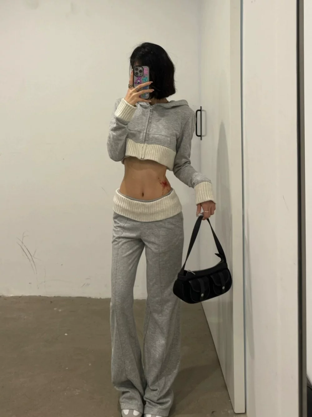 Sports suit, set, short hoody, sweatshirt, loose straight fit