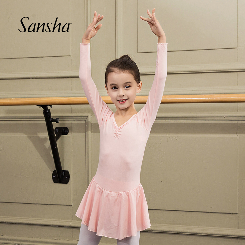 Sansha France Three sand children long sleeves dress with snow spinning V lead lace ballet dancer practice dresses