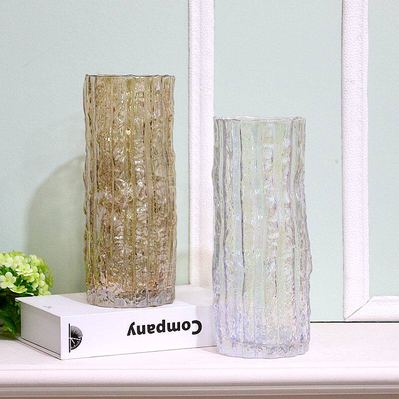 Ins wind net red extremely frozen glacier vase glass transparent flower arrangement rose flowers living room dining table porch decoration