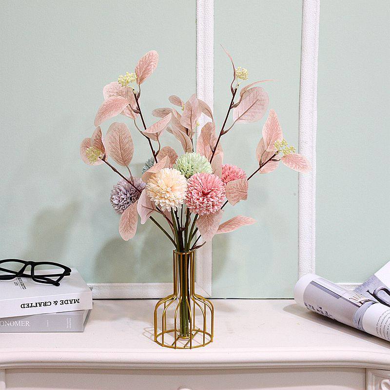 Nordic Ins Fake Flower Simulation Flower Living-room Home Decoration Furnishing Embroidered Ball Bouquet Desktop Inserts Dry Floral Dandelion