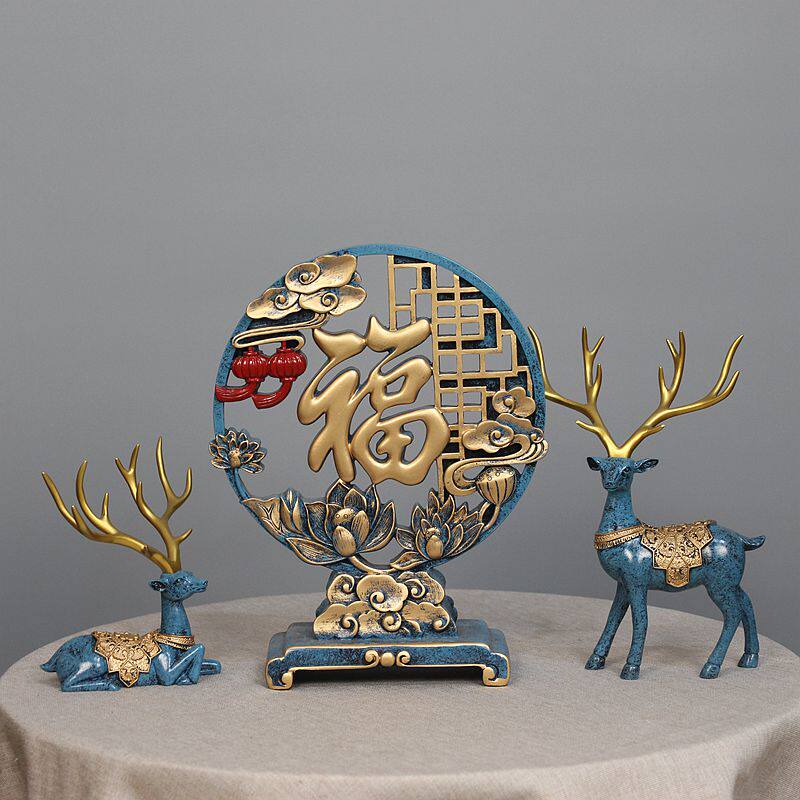 Chinese Deer Pendulum deer Deer Plum Blossom Living-dining Room With a Sculpture Decorative hair Fortune Deer Pendulum home Accessories Home Ornament 