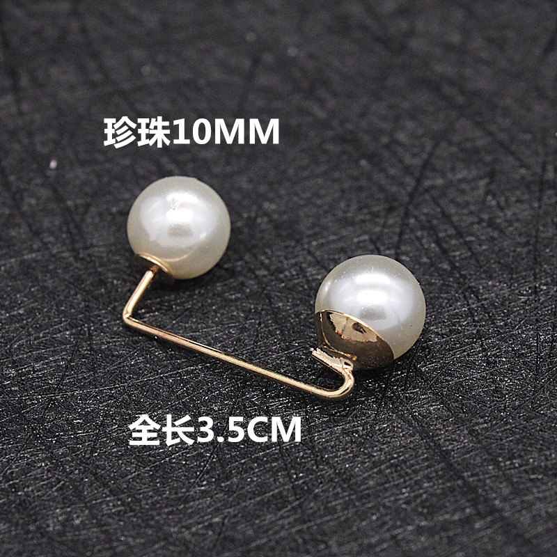 Trâm chống ánh sáng Ngọc trai hai đầu cong thanh thiết kế từ pin trâm Bib phụ kiện áo len ngắn da nữ cài áo đẹp