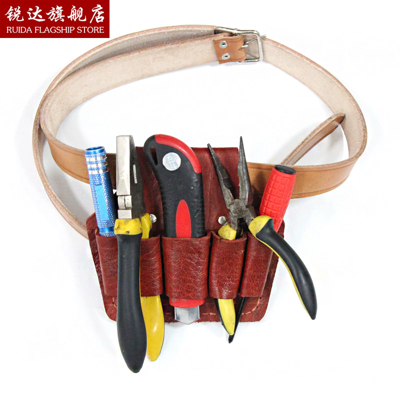 Electrician five-connected hanging board tool bag waist bag belt plug-in leather sleeve pliers set electrician five-connected plug-in board tool set