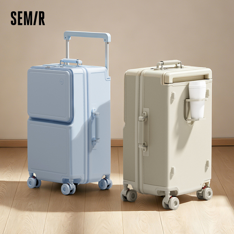 Senma Front-Opening Suitcase Trolley Case New Upgraded Travel Suitcase Carry-On Luggage Checked Luggage Password Box for Students Men and Women