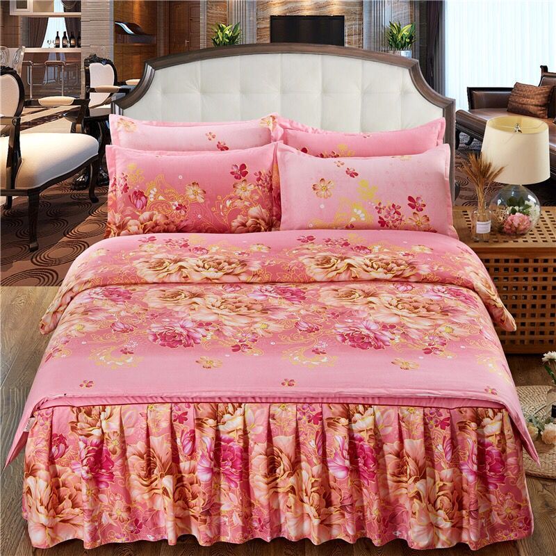 Váy ngủ dày chà nhám đơn giường đôi 1,5 m 1,8m2m Váy ren Hàn Quốc giả cotton chống trượt trải giường - Váy Petti váy giường khách sạn