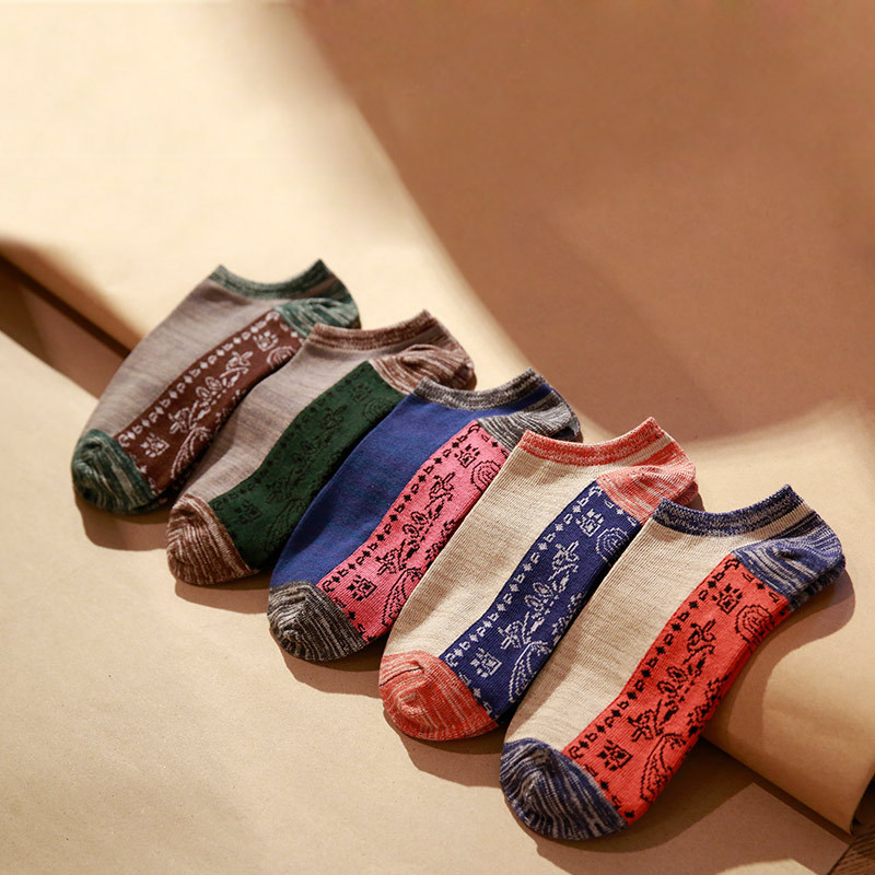 Socks men's cotton socks summer low-gang shallow stealth boat stockings four seasons national female retro-characteristic male tiger stockings