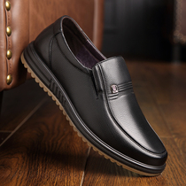 Old mans head mens shoes autumn leather business casual shoes mens tendon sole leather shoes soft surface non-slip middle-aged and elderly single shoes