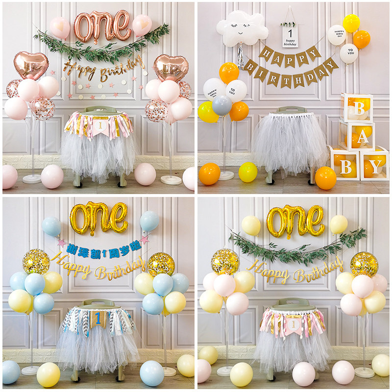 Male and female Baby Mori Faculty Week-year Placement Balloon Background Wall Party Birthday Arrangement Birthday Decoration Scene Arrangement