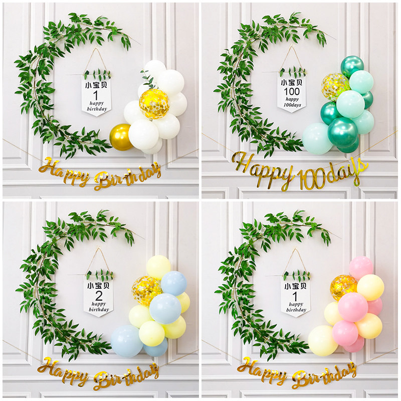 Ins Sen Department birthday decoration background wall baby hundred days one year old children happy party balloon scene layout