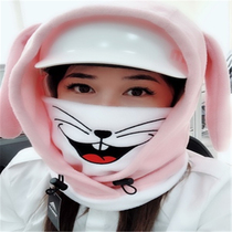 Ski helmet head cover face cover collar cold and warm cartoon animals adult children ski head cover