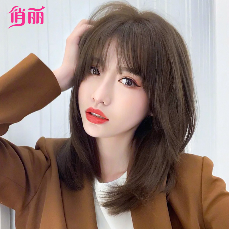 Wig Woman Long Hair Summer Emulation Hair Full Real Person Headgear Reduced Age Collarbone Styling Wig Cover Short Hair Girl