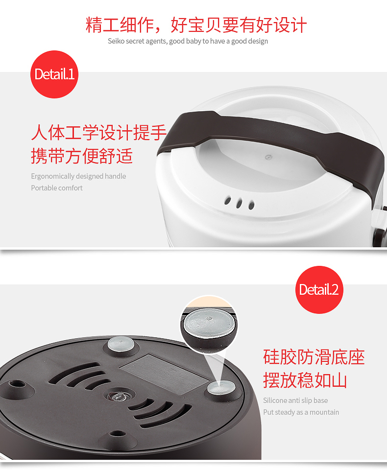 hộp cơm hâm nóng chefman Youyi Portable hộp cơm điện ba lớp cắm điện sưởi ấm hộp ăn trưa Hộp cơm trưa điện nồi cơm nóng nồi hấp cách nhiệt cặp lồng ủ cơm