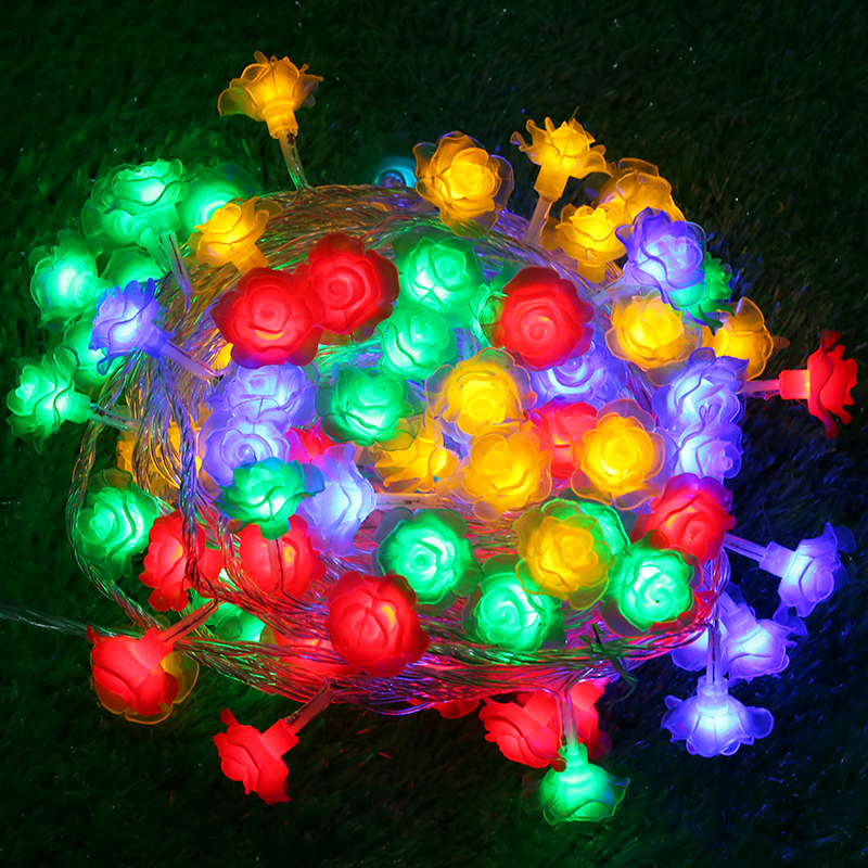 Small Festoon Light Flashing Lights String Full of Star Rose Network Red Light Accessories Battery room Bedroom Arranged Decorative Lights Strings