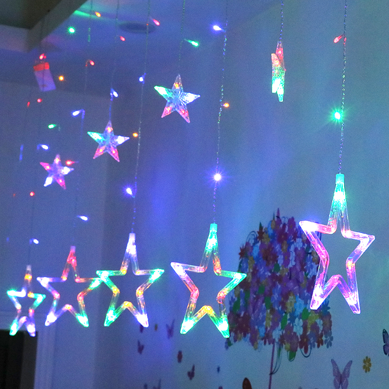 Curtains star lights and flash lights filled with stars colourful outdoor waterproof net red light decoration room decoration