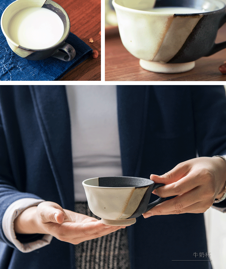 Creative glass ceramic mugs contracted a cup of coffee cup couples milk cup high - capacity Japanese hand - made the move