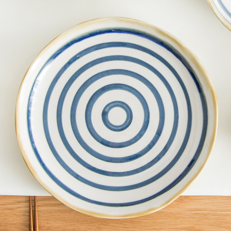 Jian Lin, 0 soup the Japanese - style tableware under the glaze color home round ceramic plate 8 inches large over rice dish of blue and white