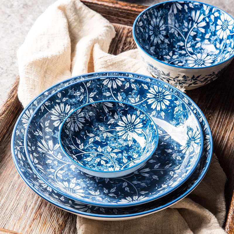 Jian Lin household Japanese salad dish plate disc creative ceramic tableware suit heron grass ipads plate plate