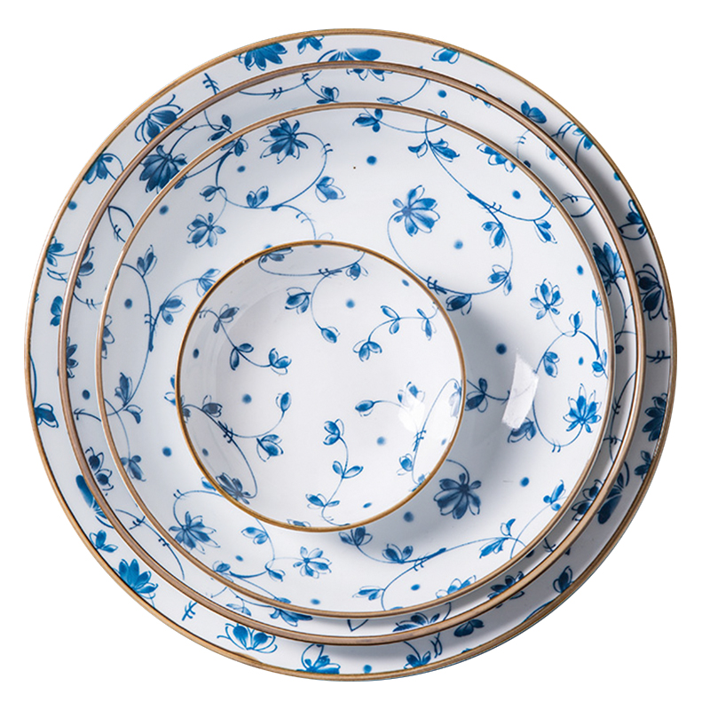 Jian Lin household Japanese salad dish plate disc creative ceramic tableware suit heron grass ipads plate plate