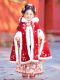 Girls' Chinese-Style Cape Hanfu Red Long Thick Coat for Children, Little Girls, and Babies for Autumn and Winter