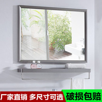 Bathroom Wall-mounted Bathroom Toilet Toilet Mirror With Shelve Side Cabinet Stainless Steel Mirror With Towel Rod