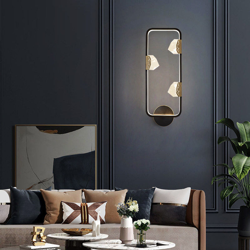 All copper new Chinese wall lamp light luxury living room background wall bedroom bedside lamp no punch charging wall lamp no wiring