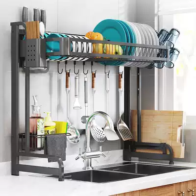 Kitchen stainless steel rack lifting sink drain rack, dishes storage layer rack, bowl rack, water filter rack, water filter rack
