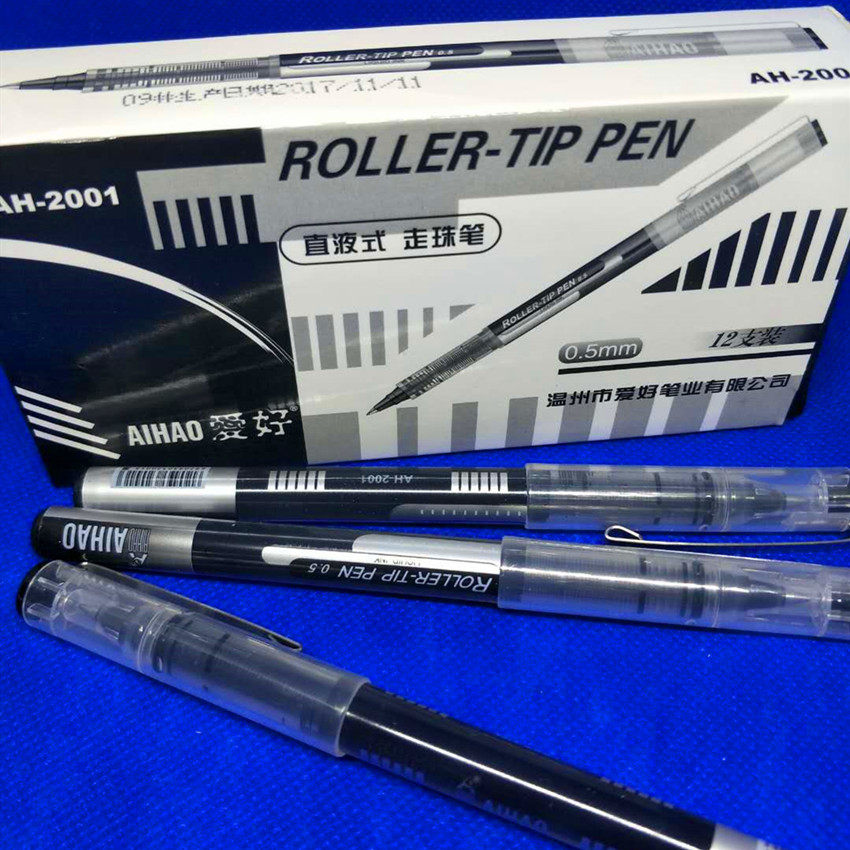 Hobby 2001 Neutral Water-based Pen Straight Liquid Type Disposable Water-based Ballpoint Pen Black Blue Red Signature Business 12