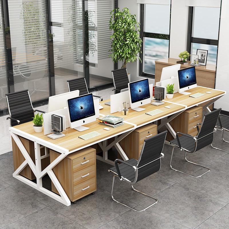Office Furniture Screen Work Desk Simple Modern 4 6 Four Person Staff Desk and Chair Combination Employee Seat