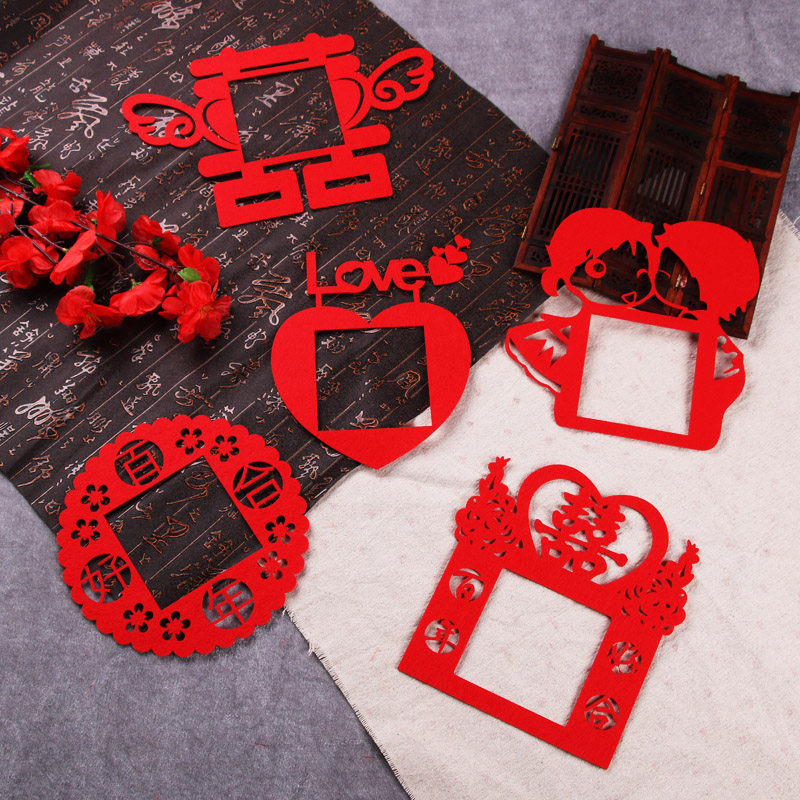 Happy word wedding wedding decoration switch paste wedding room socket sticker thick non-woven word sticker big red decoration