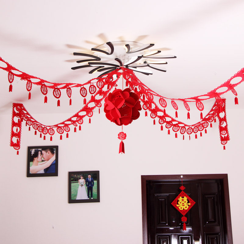 Wedding Wedding Wedding decoration supplies Wedding room decoration Chinese red creative flannel