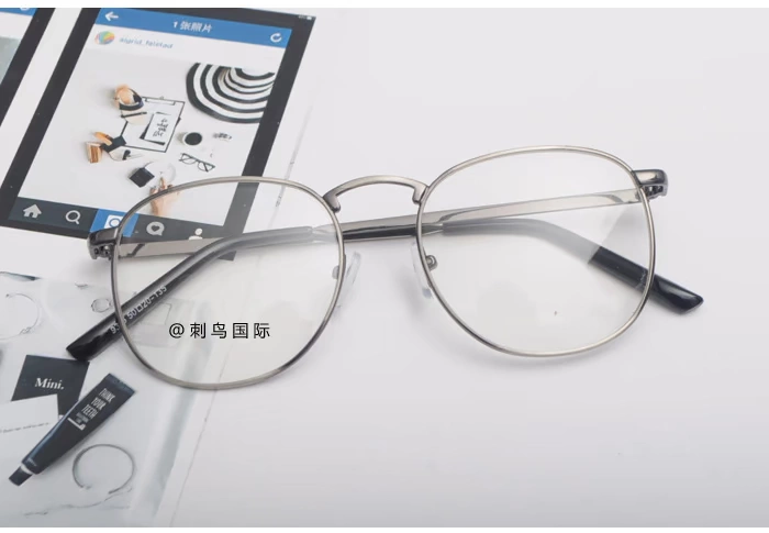 Quạt mới Zhang Dazhao Zhiiao với gương phẳng Đàn ông và phụ nữ có thể được trang bị kính cận kim loại khung kính cận thị Retro kính mắt anna