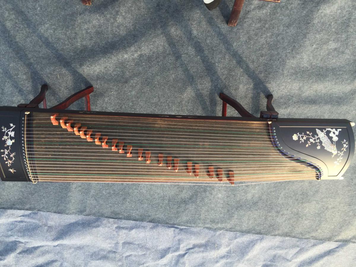 Dương Châu Guzheng Jinsi Nanmu chạm khắc mô hình cảnh quan Guzheng nhiều loại hoa đỏ trắng nâu đen dòng nhạc cụ Wellcome - Nhạc cụ dân tộc đàn tranh cổ trang