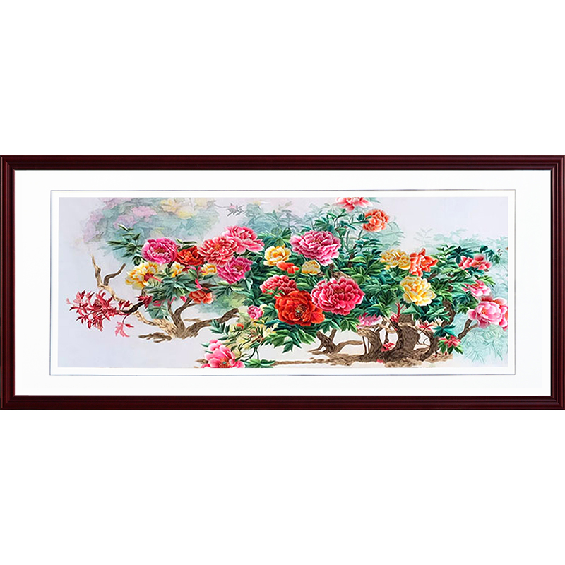 Su Embroidery Finished Product Hanging Painting Flowers Blossom Blossom Blossom Rich Peony Pure Handmade Silk Embroidered Living Room With Great Embroidery Decoration Painting