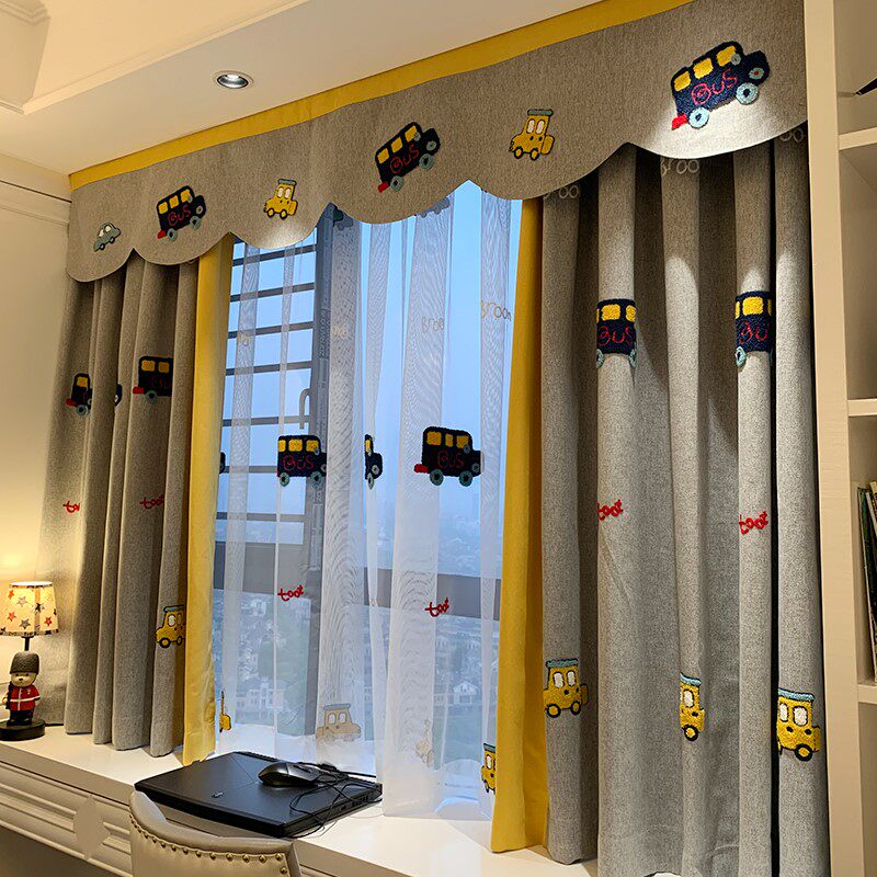 Blackout curtain curtain head self-adhesive style head veil Velcro ins Wind bedroom 2021 new living room children's room