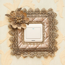 Universal type 86 type switch stickers Single open switch sets Gold thread embroidery European style switch socket protection set decorative stickers