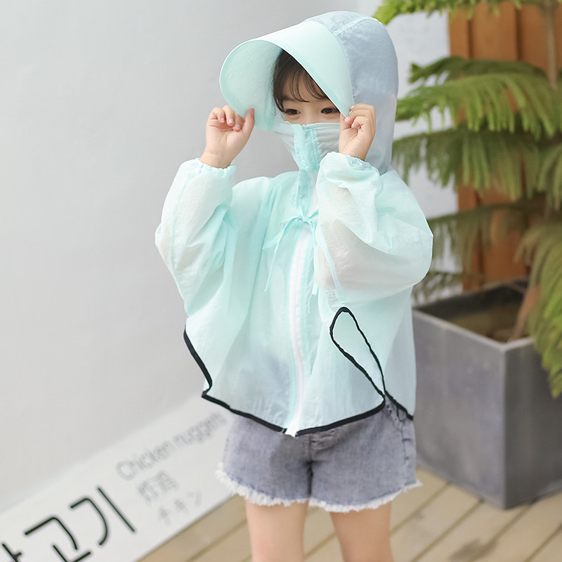 Children's u sun protection clothing women's summer UV protection thin section breathable boys and children sun protection clothing baby jacket light and thin