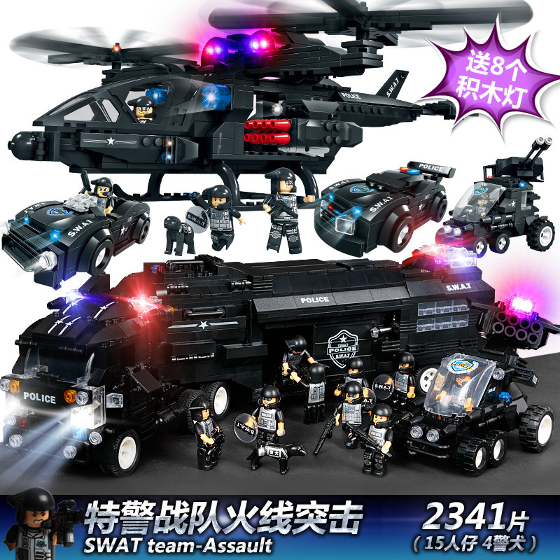 Compatible with Lego building blocks puzzle assembly assembly military car missile set boy police model toy children