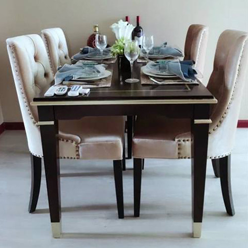 Postmodern dining table solid wood American long dining table simple living room paint 6 people dining table dining room dining table dining chair combination