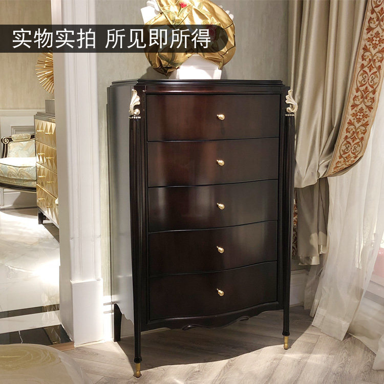 Light luxury neo-classical solid wood chest of drawers New American-style chest of drawers European-style bedroom multi-functional storage cabinet French storage cabinet