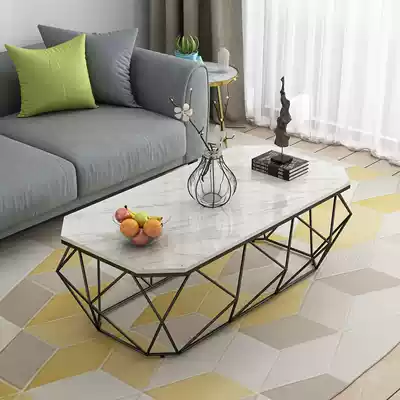 Office reception iron tea table Nordic creative marble coffee table simple household small apartment living room side