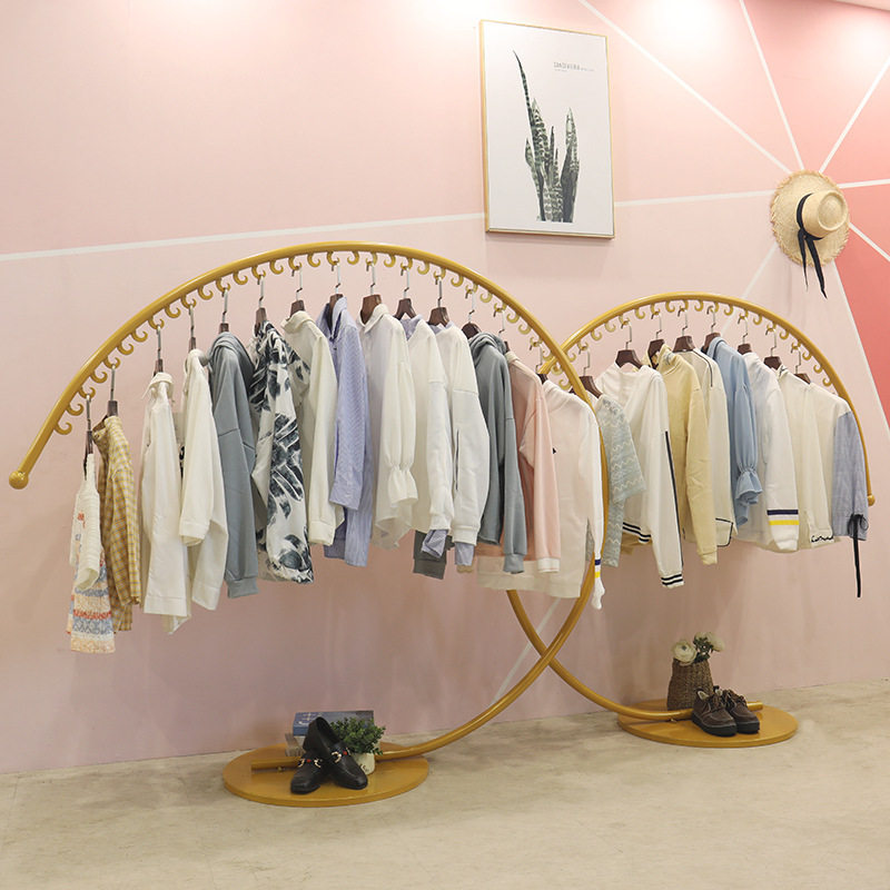 Children's Clothing Shop Clothing Rack Decoration Creative Shelf Show Shelves Landing Type Middle Island Shelf Chen Outdoor Table Columns Hang