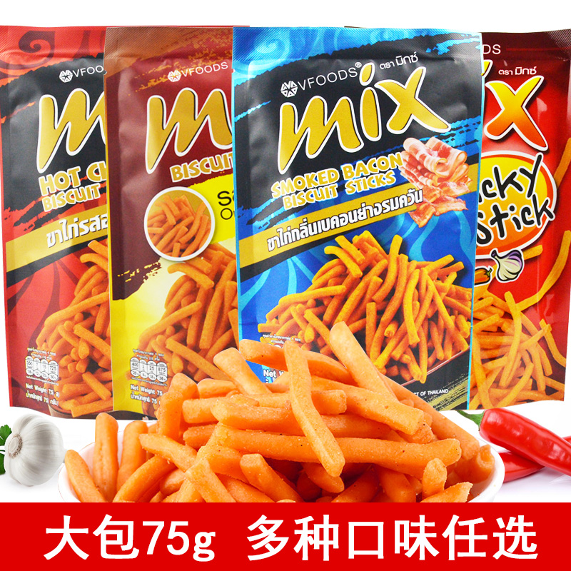 Thailand original imported VFOODS MIX crispy strips big bag 75g*6 packs Mimi strips Internet celebrity casual snacks