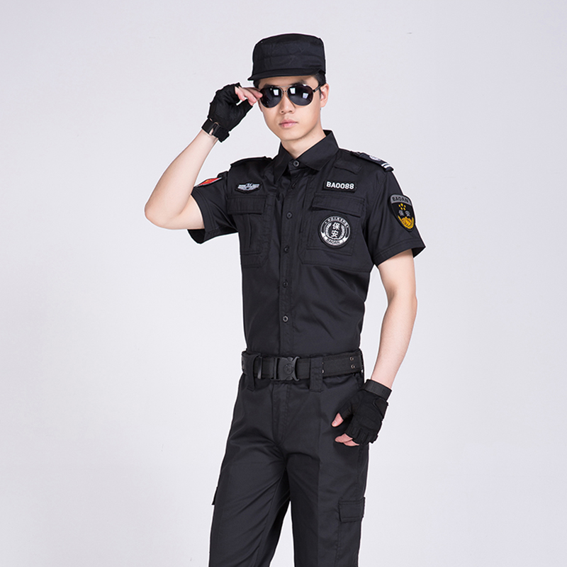 511 men's summer short-sleeved training suit black trouser suit combat uniform women's duty jacket security logo long sleeves