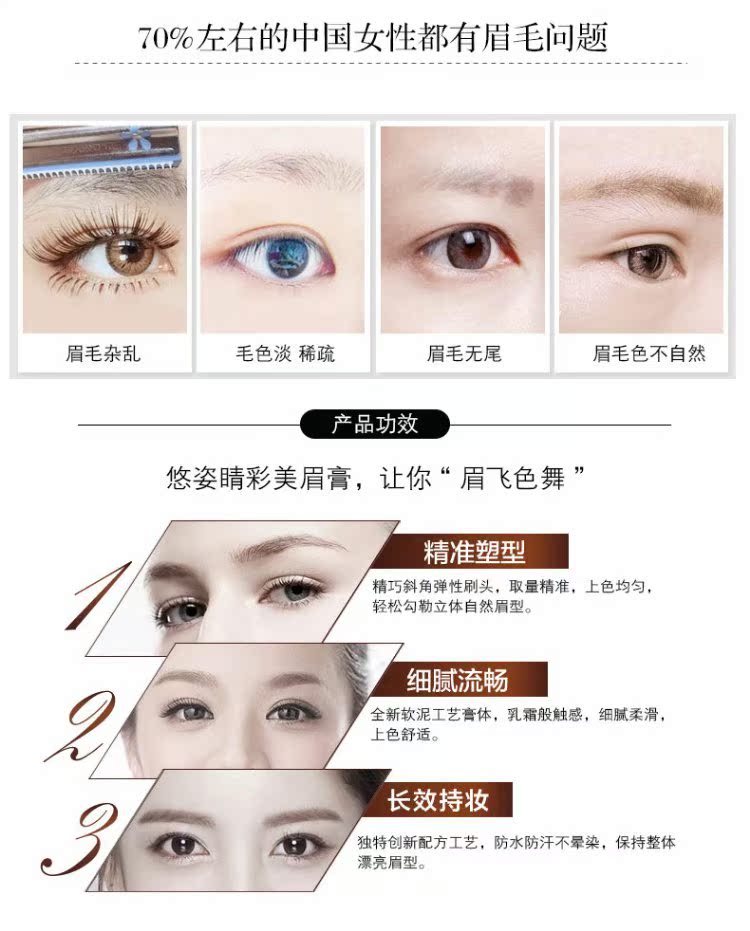 URCCI / màu mắt dài làm đẹp kem lông mày không thấm nước và mồ hôi không đánh dấu bền màu tự nhiên nhuộm lông mày bút chì kẻ lông mày bột kẻ mới bắt đầu chì mày innisfree