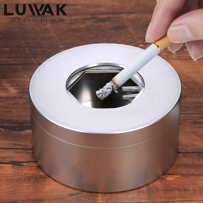 Stainless steel ashtray with lid creative personality trend home living room anti-fly ash office gift fashion customization