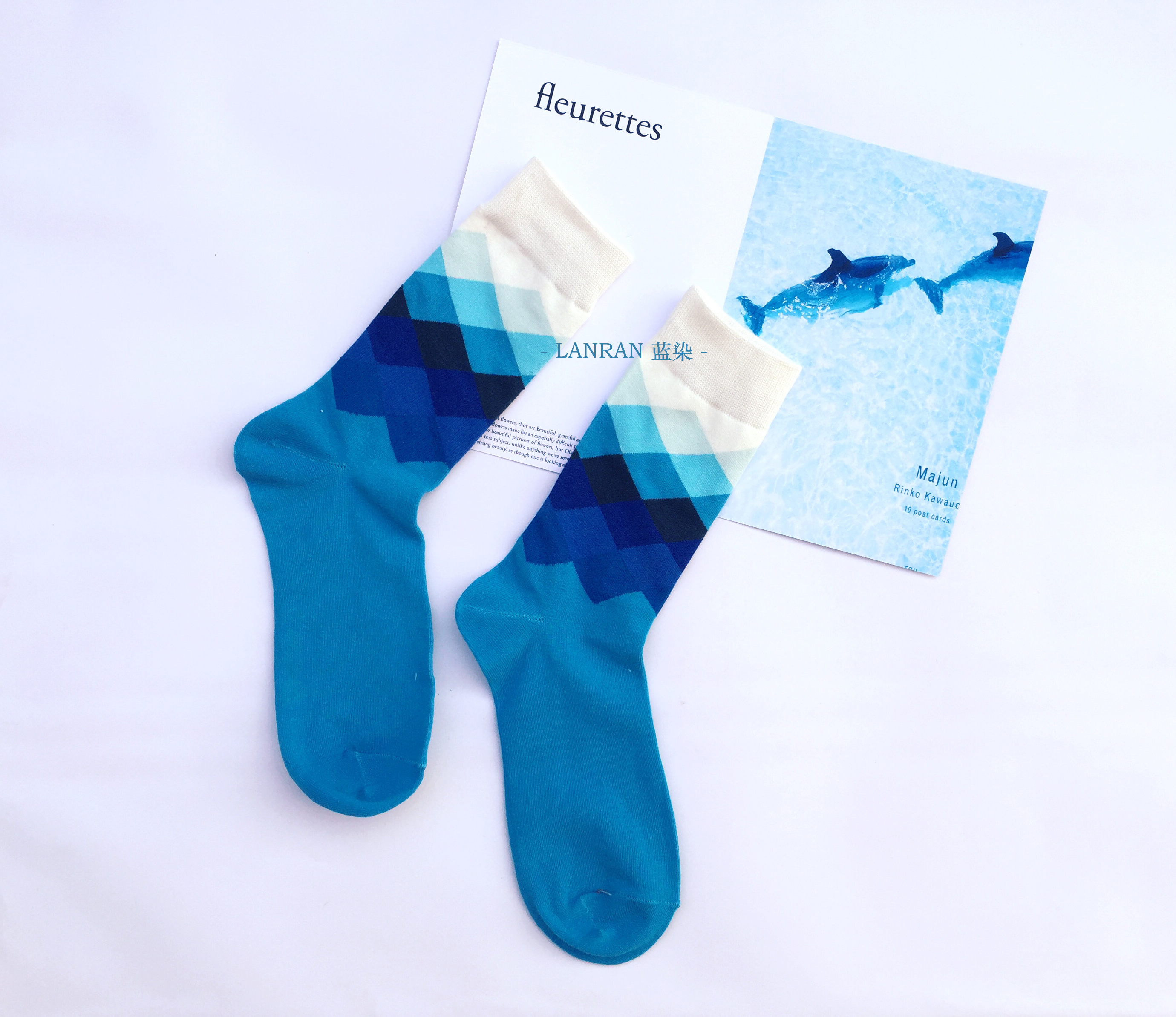 Vớ xanh gradient vớ cotton ống cotton đôi nam nữ vớ mùa đông vớ mùa đông ấm mùa vớ thoáng khí vớ đẹp