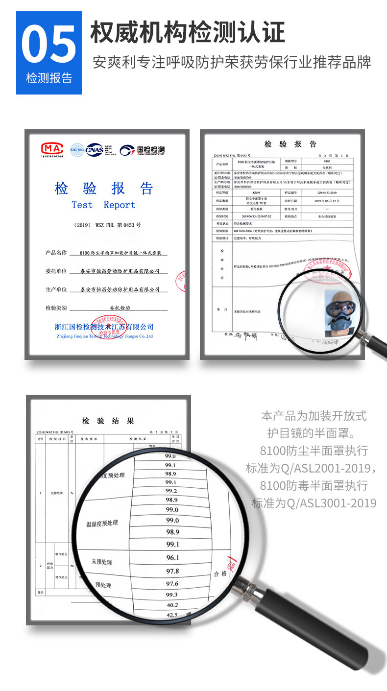 安爽利 KN95级别 眼镜+口罩一体 防毒面具 图9